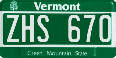 VT license plate ZHS670
