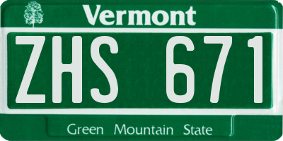 VT license plate ZHS671