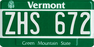 VT license plate ZHS672