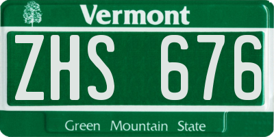 VT license plate ZHS676