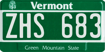 VT license plate ZHS683