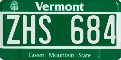 VT license plate ZHS684