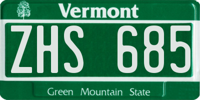 VT license plate ZHS685