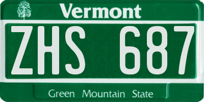 VT license plate ZHS687