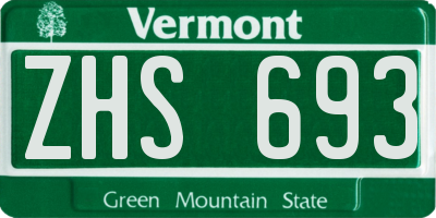 VT license plate ZHS693