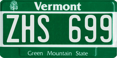 VT license plate ZHS699