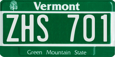VT license plate ZHS701