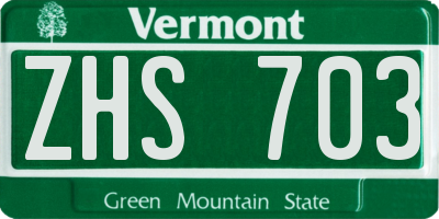 VT license plate ZHS703