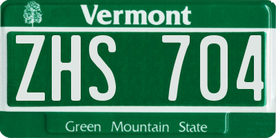 VT license plate ZHS704