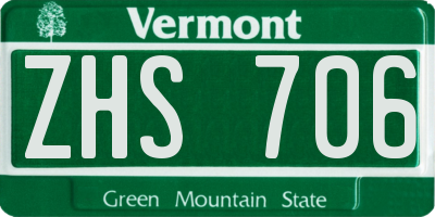 VT license plate ZHS706