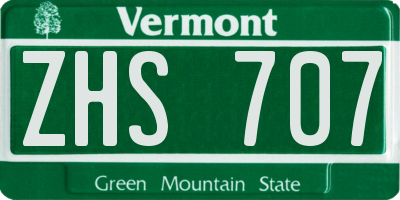 VT license plate ZHS707