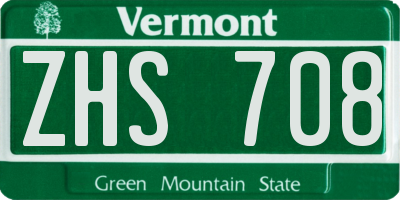 VT license plate ZHS708