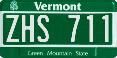 VT license plate ZHS711