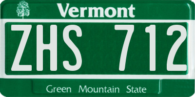 VT license plate ZHS712
