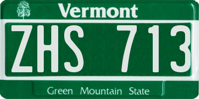 VT license plate ZHS713