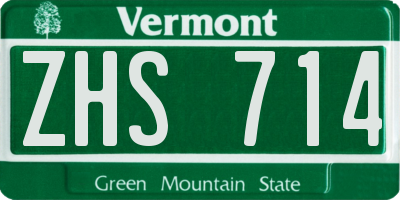 VT license plate ZHS714