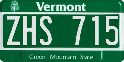 VT license plate ZHS715