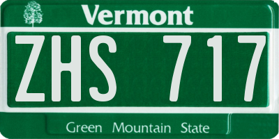 VT license plate ZHS717