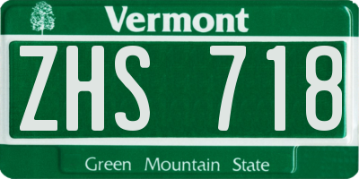 VT license plate ZHS718
