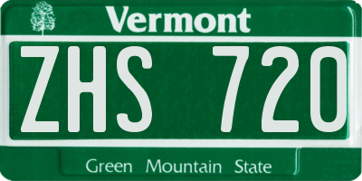 VT license plate ZHS720