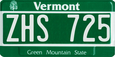 VT license plate ZHS725