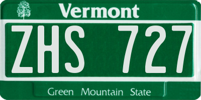 VT license plate ZHS727