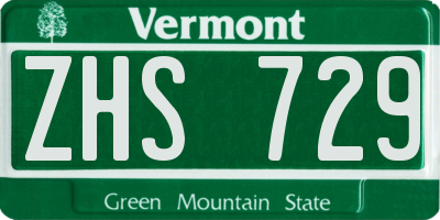 VT license plate ZHS729