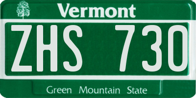VT license plate ZHS730