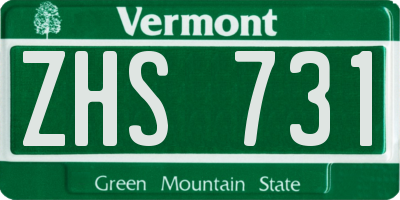 VT license plate ZHS731