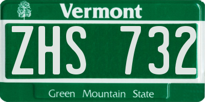VT license plate ZHS732