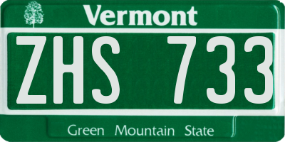 VT license plate ZHS733