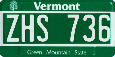 VT license plate ZHS736