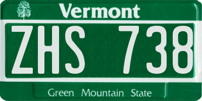 VT license plate ZHS738