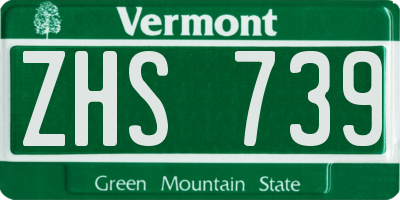 VT license plate ZHS739