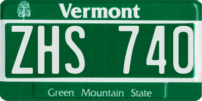 VT license plate ZHS740