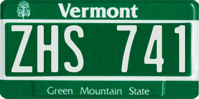 VT license plate ZHS741