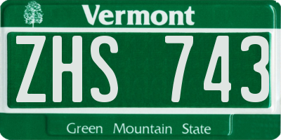 VT license plate ZHS743