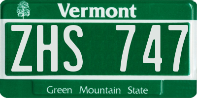 VT license plate ZHS747