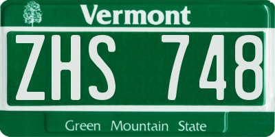 VT license plate ZHS748