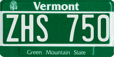 VT license plate ZHS750