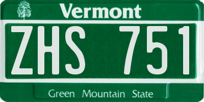 VT license plate ZHS751