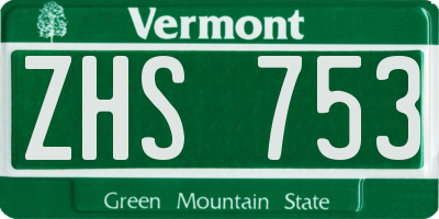 VT license plate ZHS753