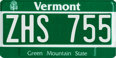 VT license plate ZHS755