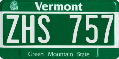 VT license plate ZHS757