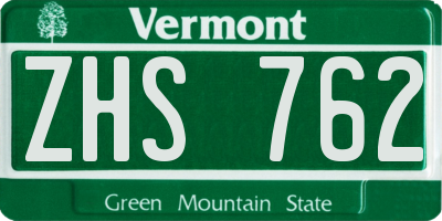 VT license plate ZHS762