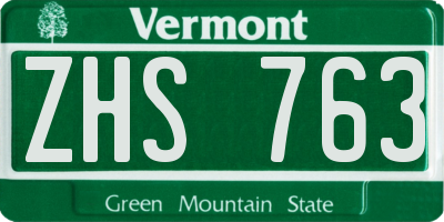VT license plate ZHS763
