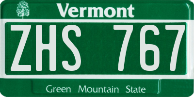 VT license plate ZHS767