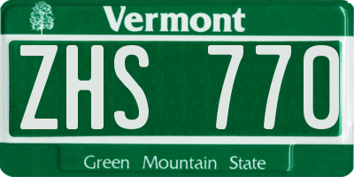 VT license plate ZHS770