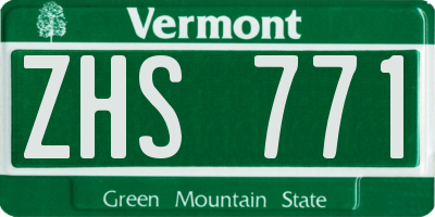 VT license plate ZHS771