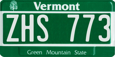 VT license plate ZHS773